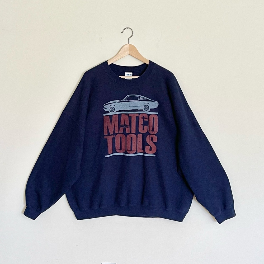 Vintage 90s Matco Tools Mustang Cobra Graphic Navy Sweatshirt Adult size 3XL